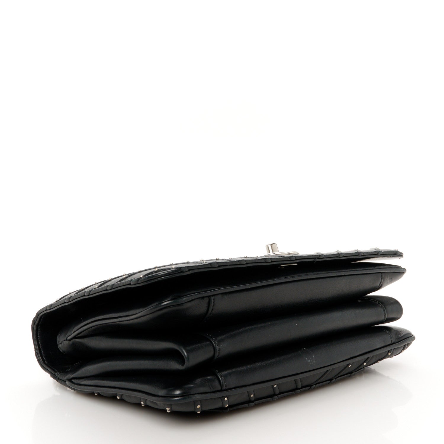 Chanel Calfskin Studded Chevron Quilted Flap Black 4 of 12