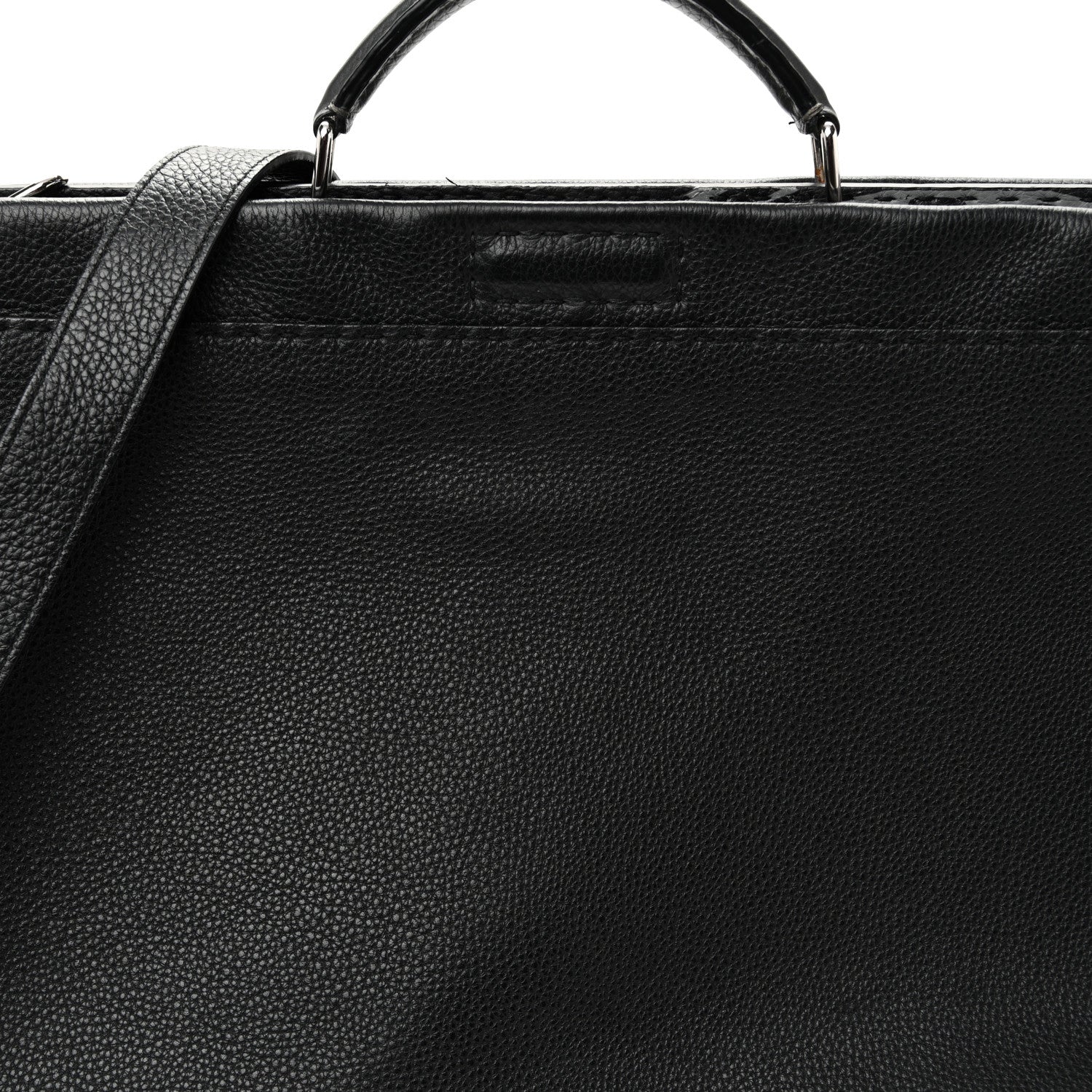 Fendi Cuoio Romano Selleria Metal Stitch Large Mens Peekaboo Iconic Essential Satchel Black 8 of 12