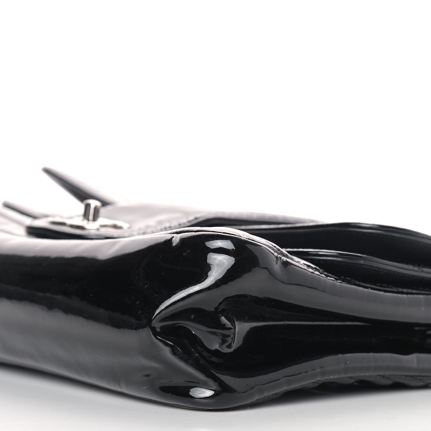 Patent Horizontal Quilted Jumbo Single Flap Black