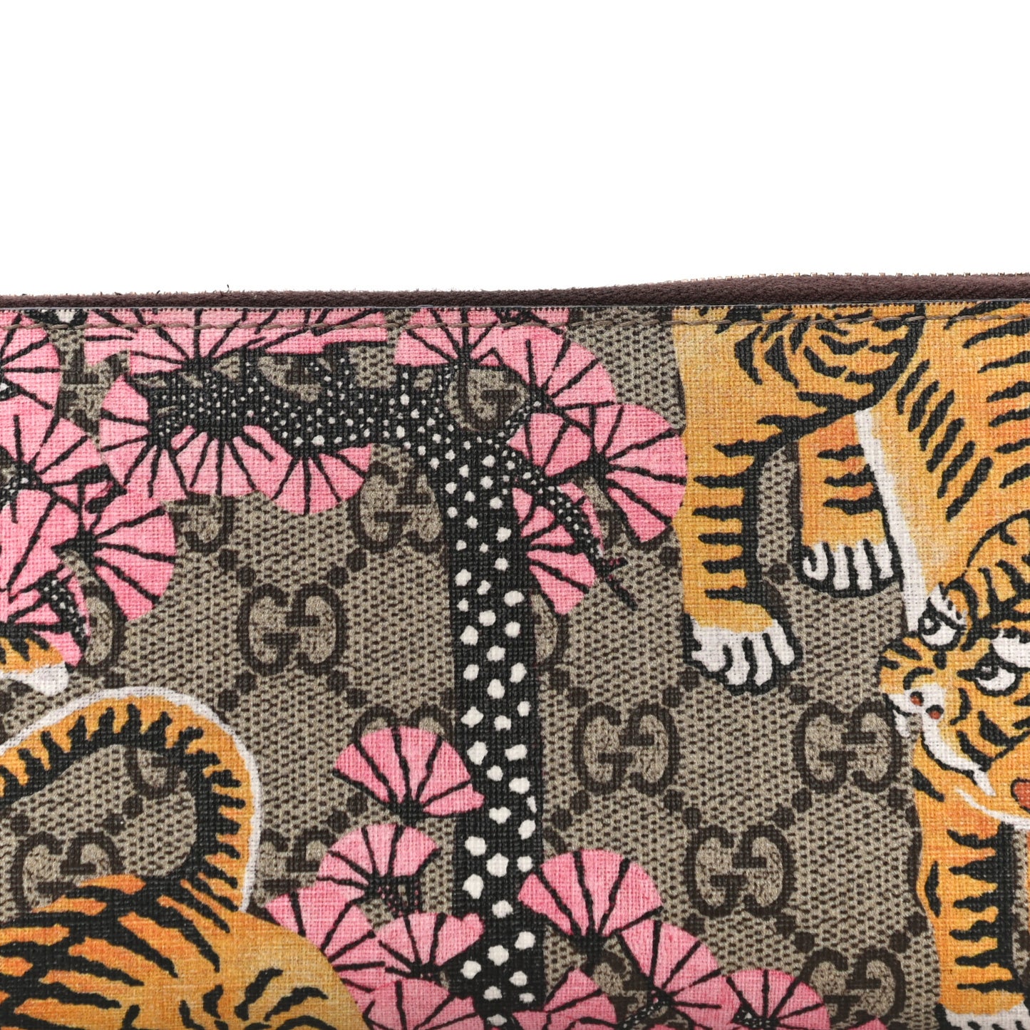 GG Supreme Monogram Bengal Zip Around Wallet Beige Pink