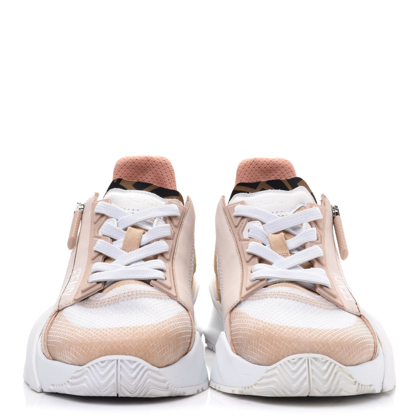 Nylon Suede Transparent Fendi Flow Low Top Sneakers 37 Light Rose