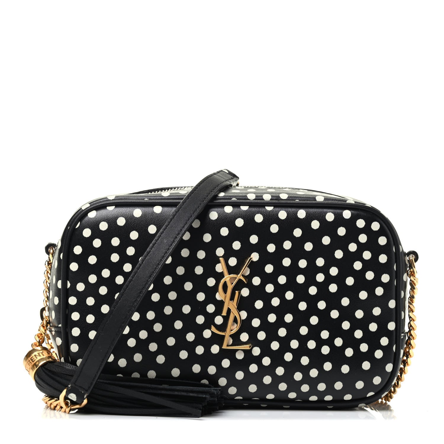 Saint Laurent Calfskin Printed Polka Dot Mini Lou Camera Bag Black Crema Soft 1 of 3