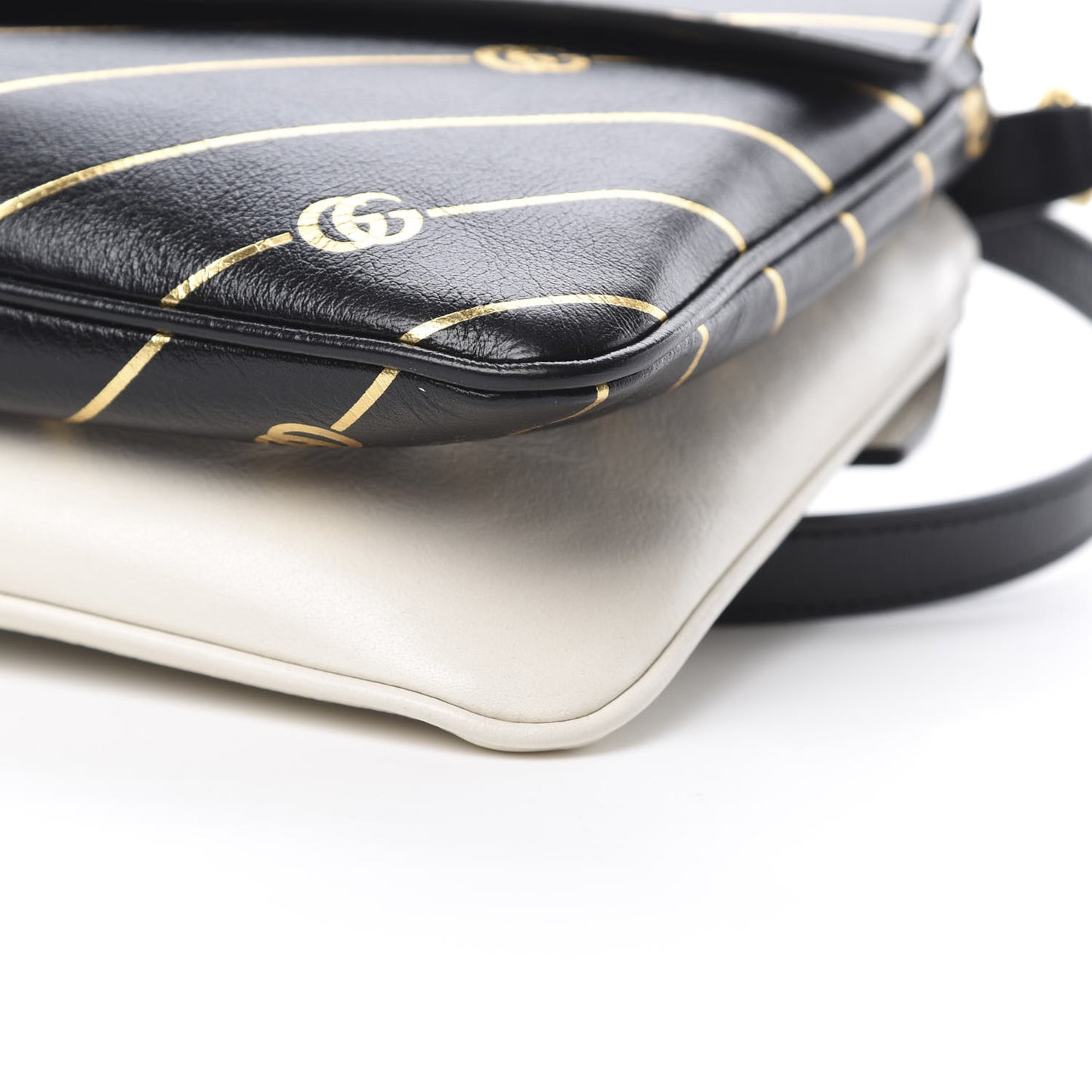 Calfskin Diagonal GG Medium Thiara Double Envelope Shoulder Bag Black White