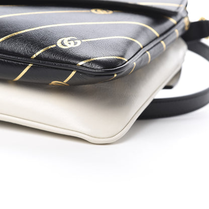 Gucci Calfskin Diagonal GG Medium Thiara Double Envelope Shoulder Bag Black White 12 of 12