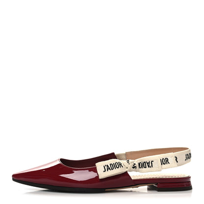 Christian Dior Patent Ribbon J'Adior Slingback Ballet Flats 35 Scarlet 1 of 8