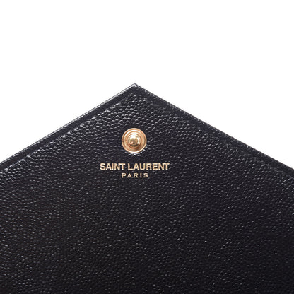 Saint Laurent Grain De Poudre Matelasse Chevron Monogram Chain Wallet Black 8 of 13