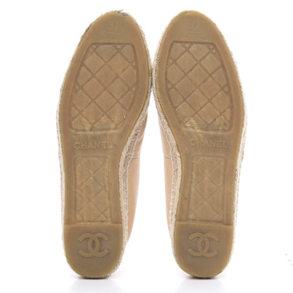 Chanel Lambskin CC Espadrilles 37 Beige Black 5 of 16