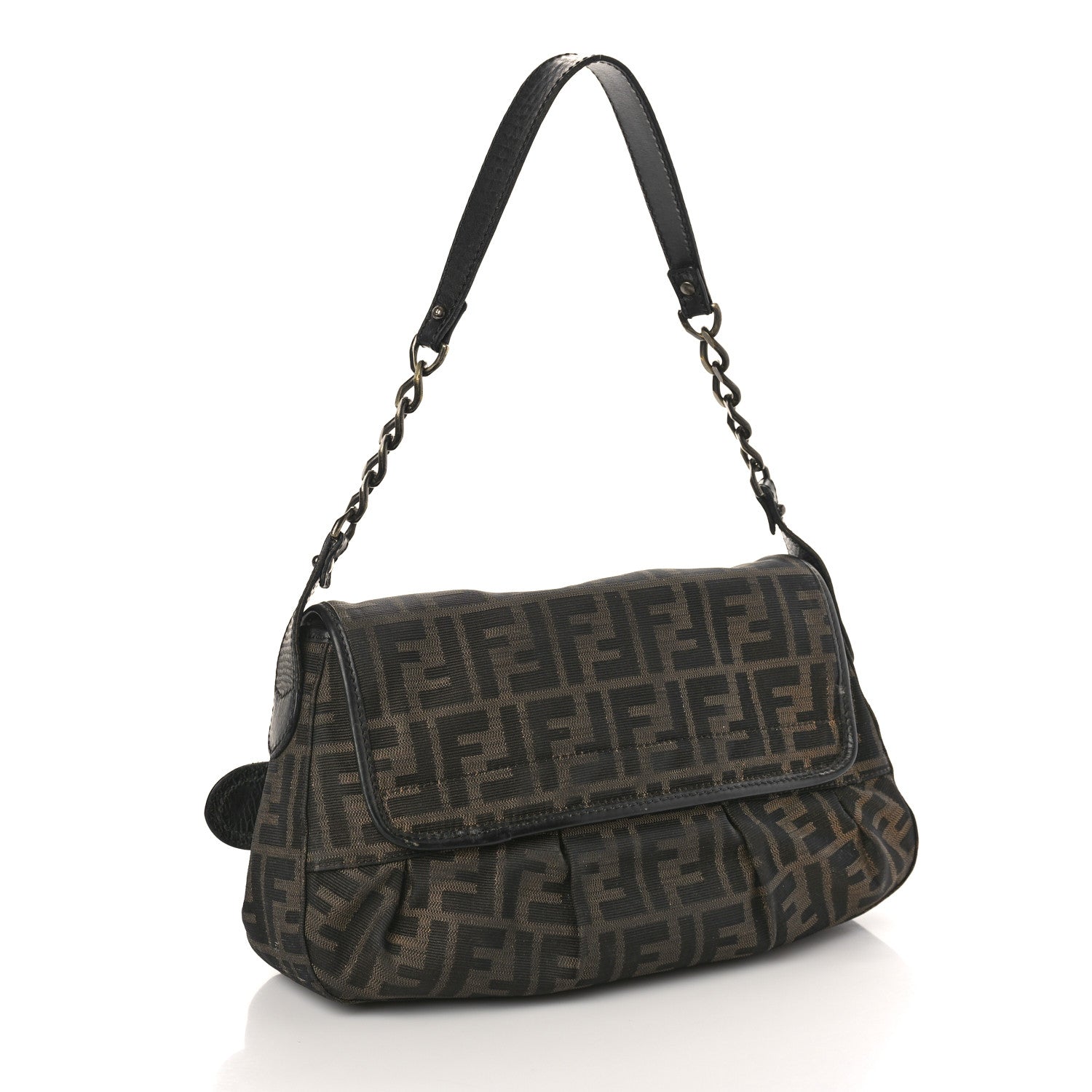 Fendi Zucca B Bis Flap Bag Tobacco Castagna 3 of 15