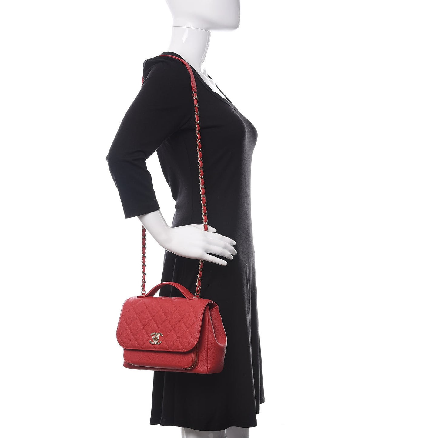 Caviar Quilted Medium Business Affinity Flap Red