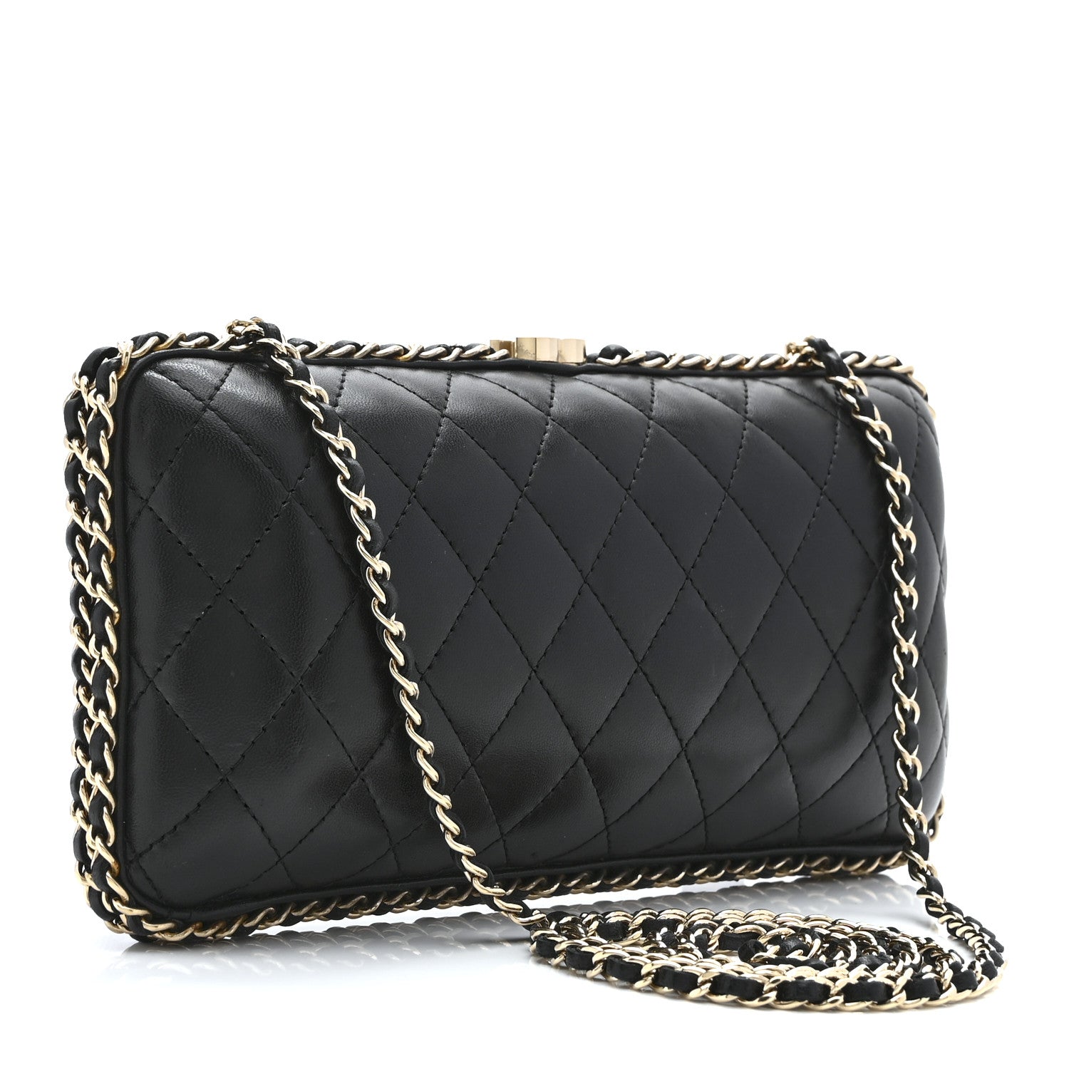 Chanel Lambskin Quilted Chain Around Clutch Black 3 of 10