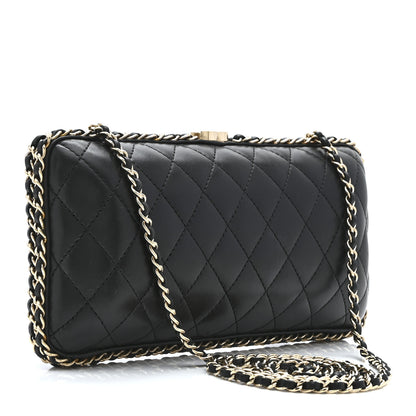 Chanel Lambskin Quilted Chain Around Clutch Black 3 of 10