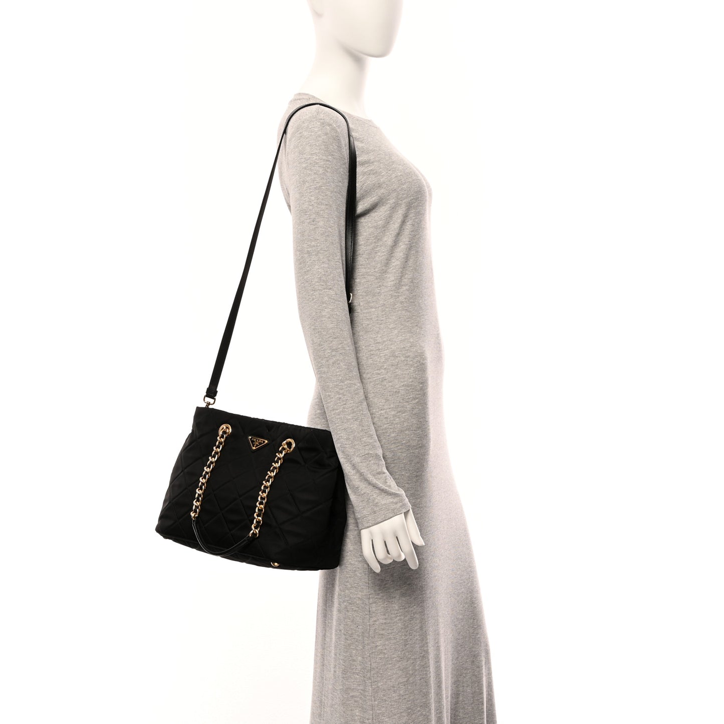 Nylon Tessuto Impuntu Quilted Tote Black