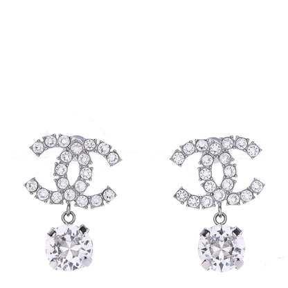 Chanel Crystal CC Drop Earrings Silver 1 of 5