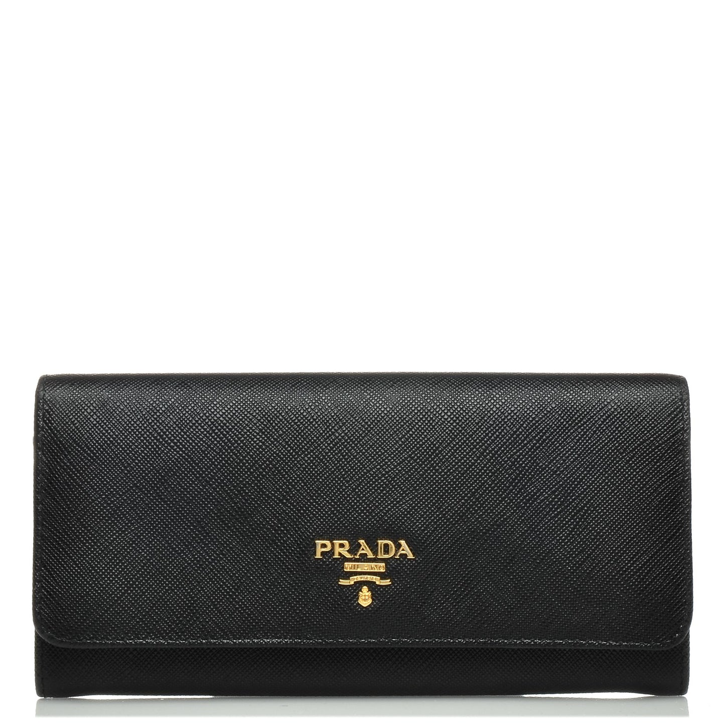Saffiano Metal Continental Flap Wallet Nero Black