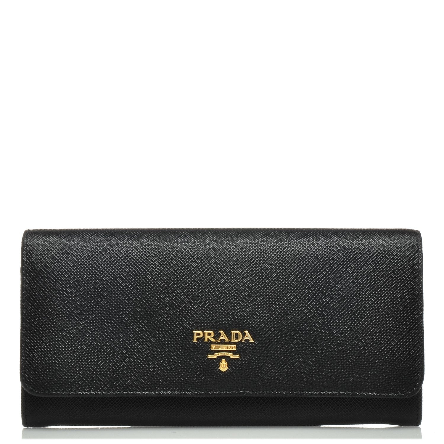 Prada Saffiano Metal Continental Flap Wallet Nero Black 1 of 6