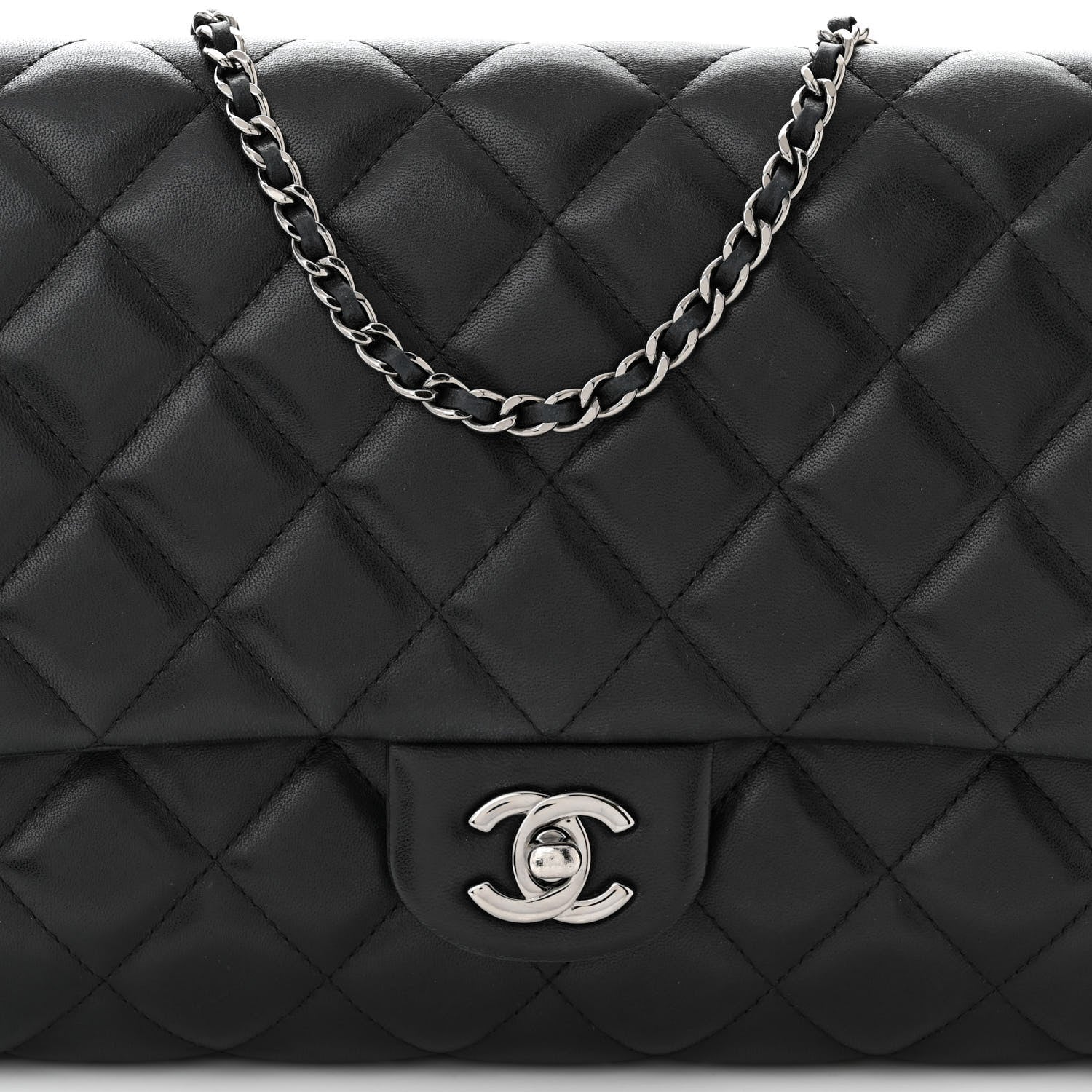 Chanel Lambskin Quilted Clutch With Chain Flap Black 8 of 11