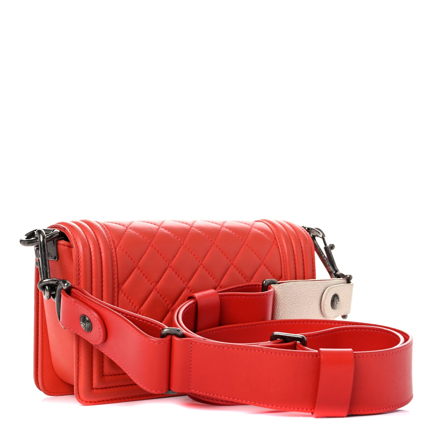 Lambskin Stingray Quilted Small Boy Flap Orange