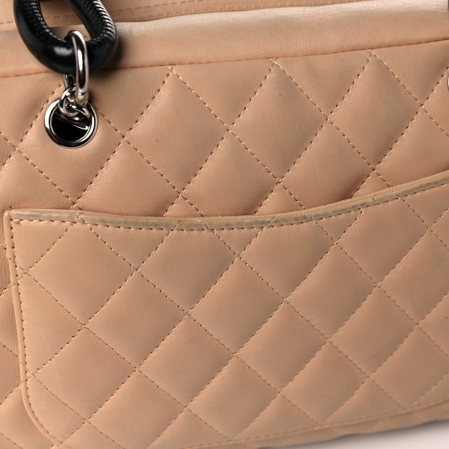 Chanel Calfskin Quilted Large Cambon Bowler Beige Black 19 of 19