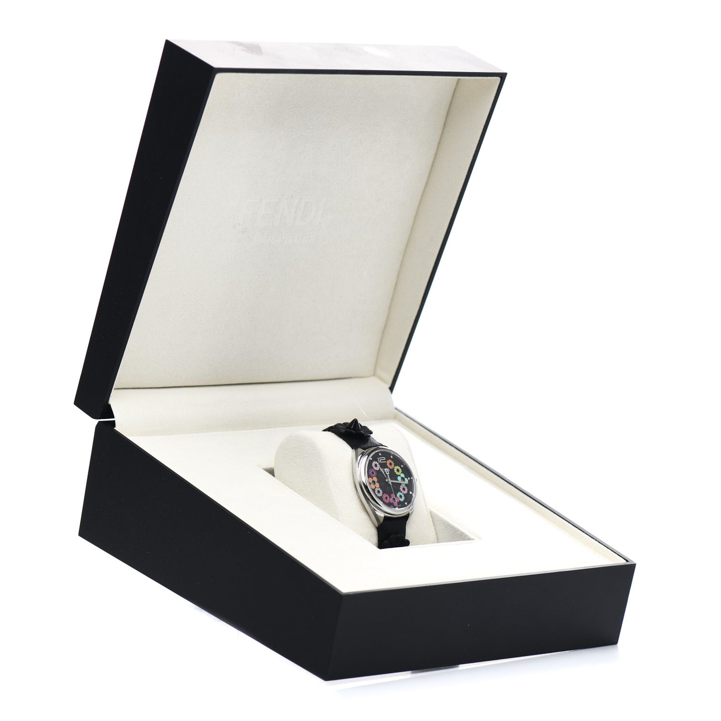 Stainless Steel Calfskin 34mm Momento Flowerland Quartz Watch Black