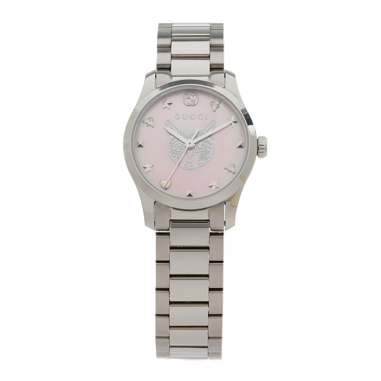 Stainless Steel Pink Mother of Pearl 27mm G-Timeless Cat Quartz Watch