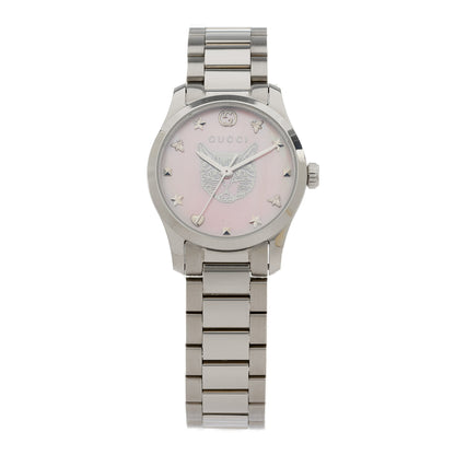Gucci Stainless Steel Pink Mother of Pearl 27mm G-Timeless Cat Quartz Watch 1 of 5