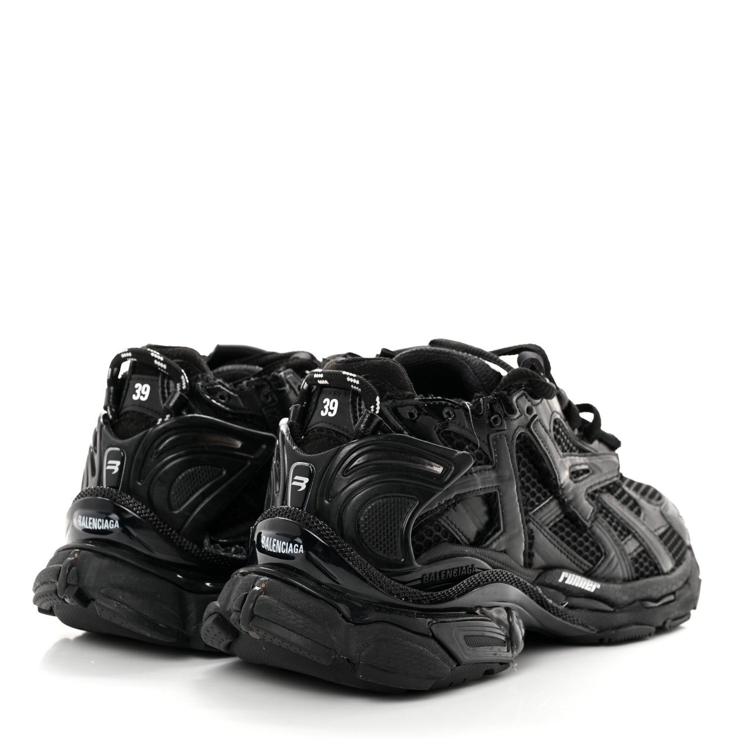 Balenciaga Mesh Rubber Monocolor Womens Runner Sneakers 39 Black 4 of 9