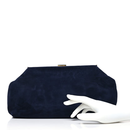 Mansur Gavriel Suede Volume Clutch Navy 2 of 11