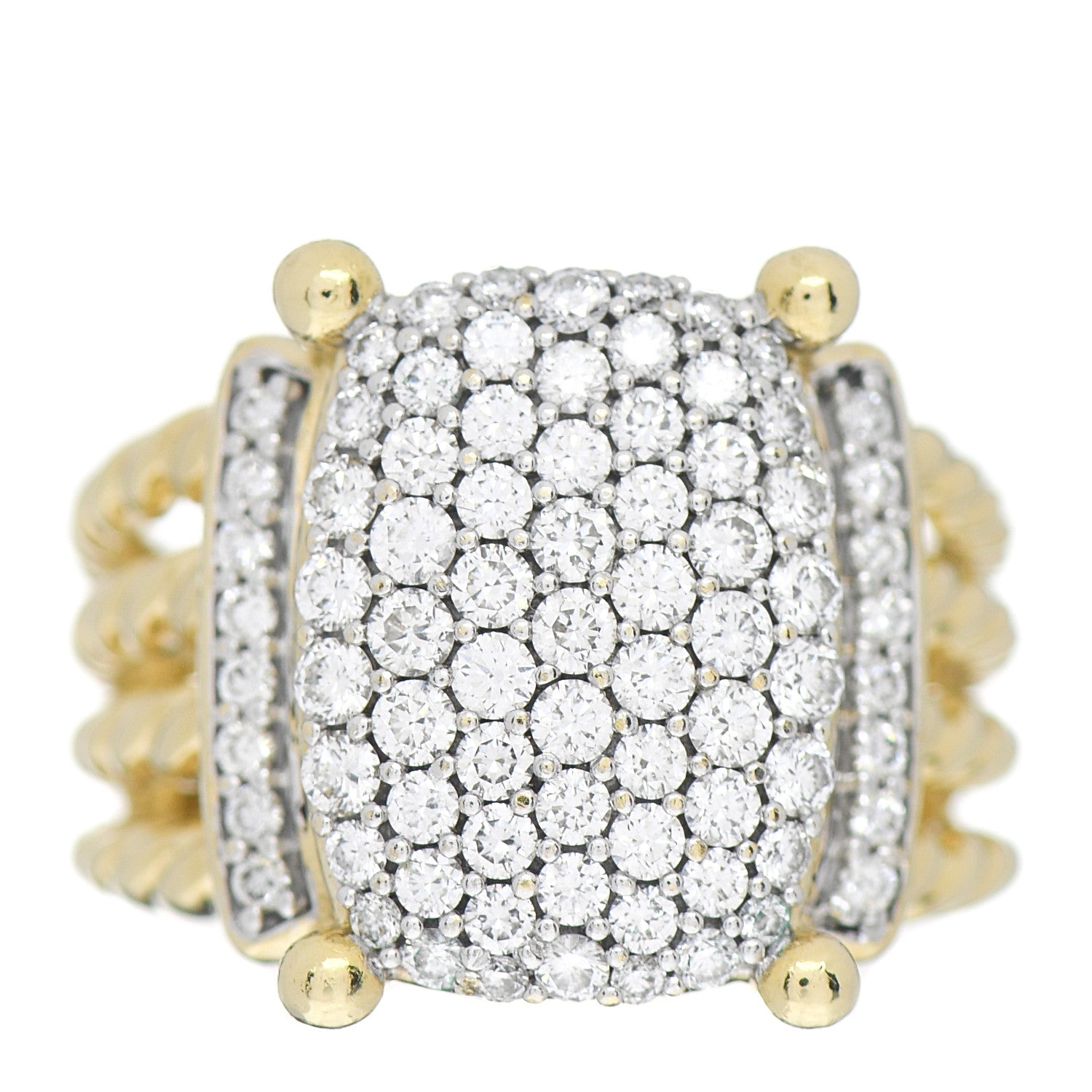 David Yurman 18K Yellow Gold Diamond 16mm Wheaton Ring 54 7 1 of 5