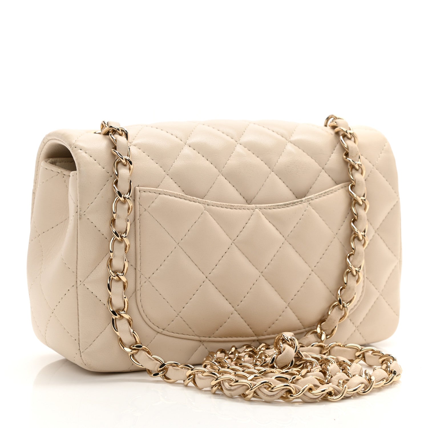 Chanel Lambskin Quilted Mini Rectangular Flap Light Beige 3 of 9