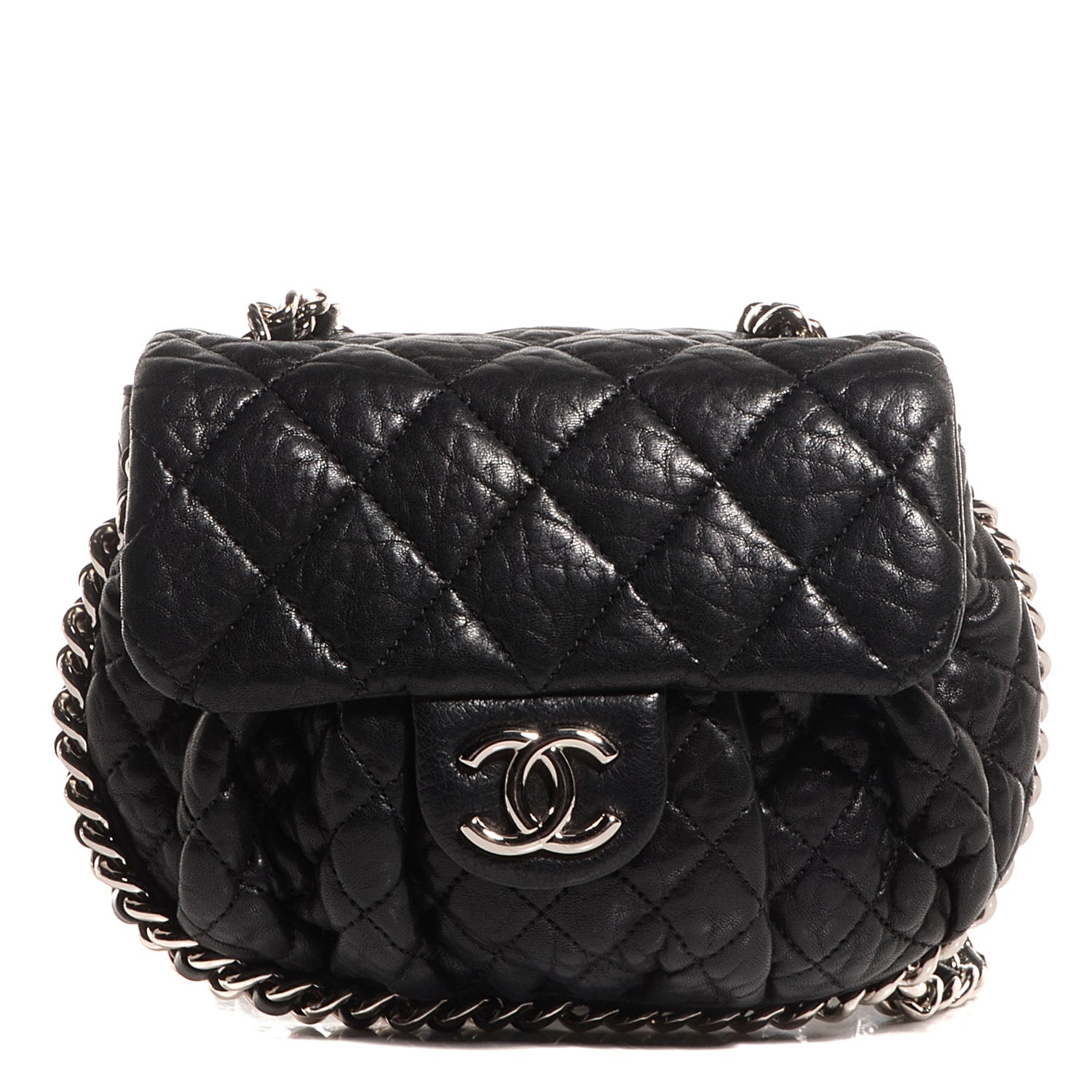 Chanel Crumpled Lambskin Mini Chain Around Messenger Black 1 of 7