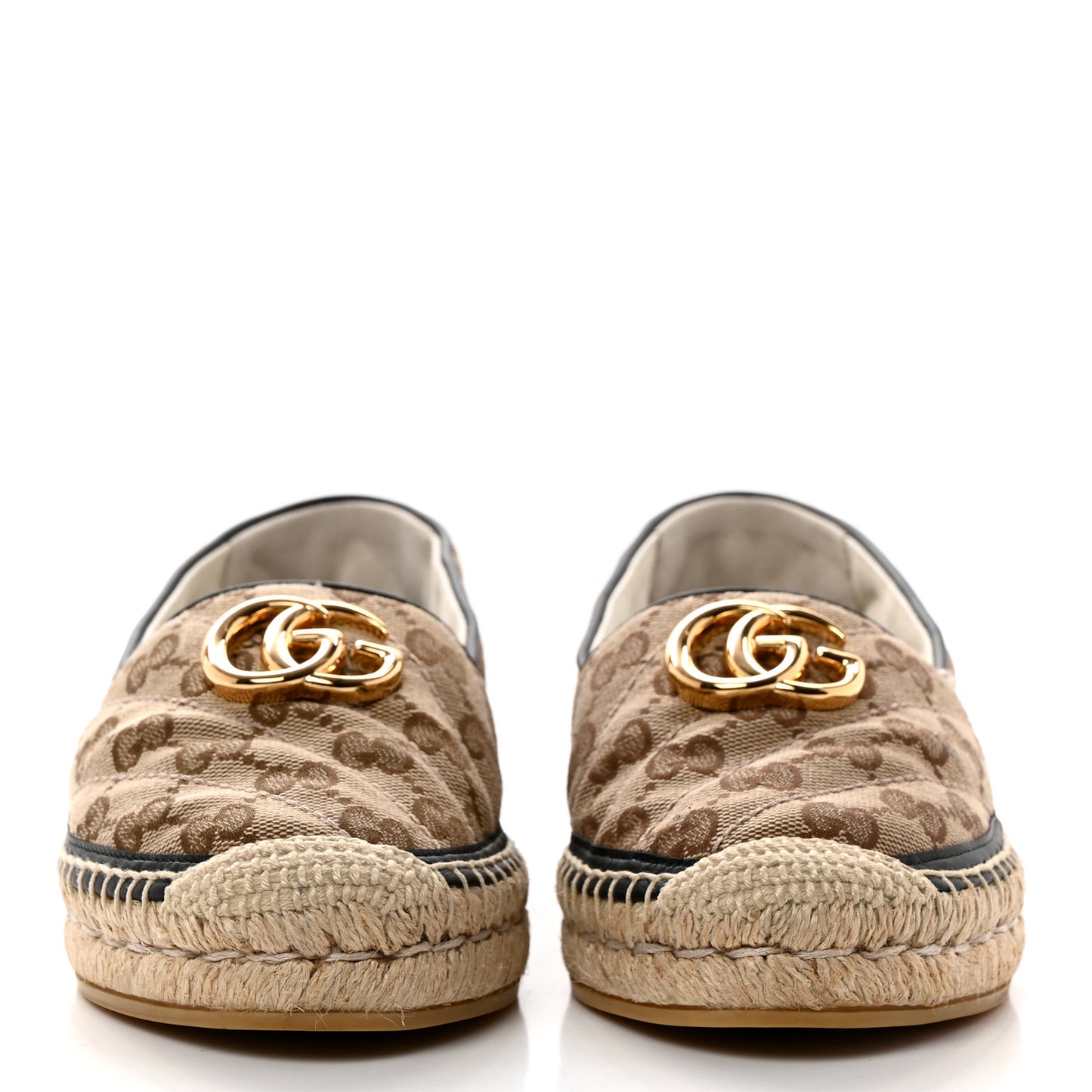 Monogram Matelasse Diagonal GG Marmont Espadrilles 36.5 Beige Ebony Black