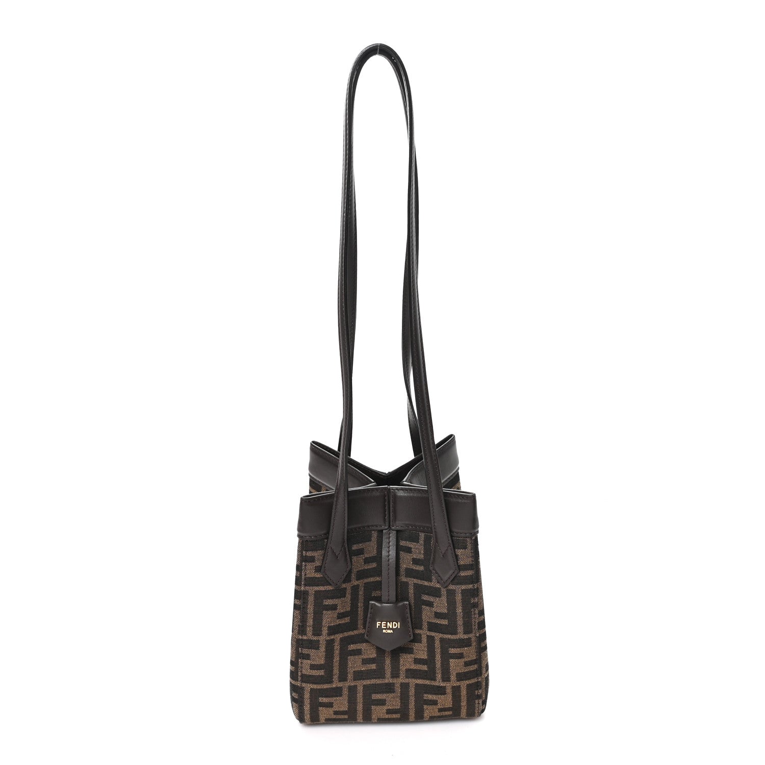 Fendi Fabric Jacquard Vitello Grace FF 1974 Mini Fendi Origami Tobacco Moro Ebano 1 of 9