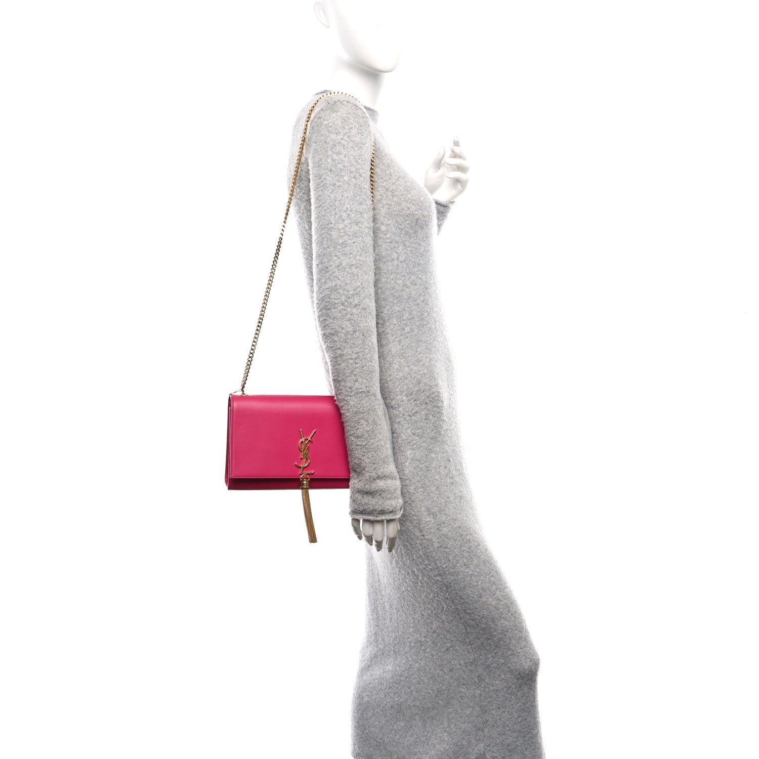 Saint Laurent Smooth Calfskin Medium Classic Monogram Kate Tassel Satchel Fuchsia 2 of 11