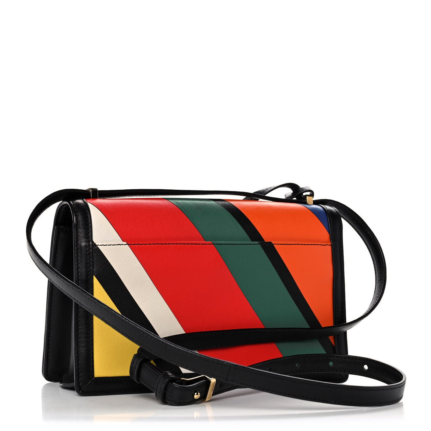 Calfskin Barcelona Striped Shoulder Bag Multicolor