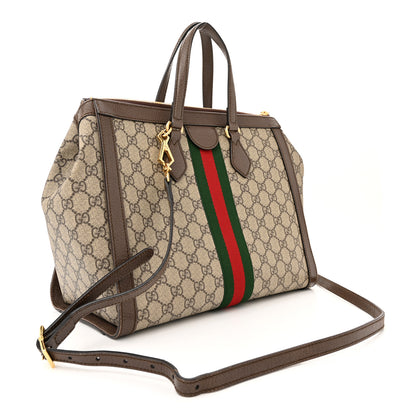 Gucci GG Supreme Monogram Web Medium Ophidia Tote Bag Brown 3 of 15