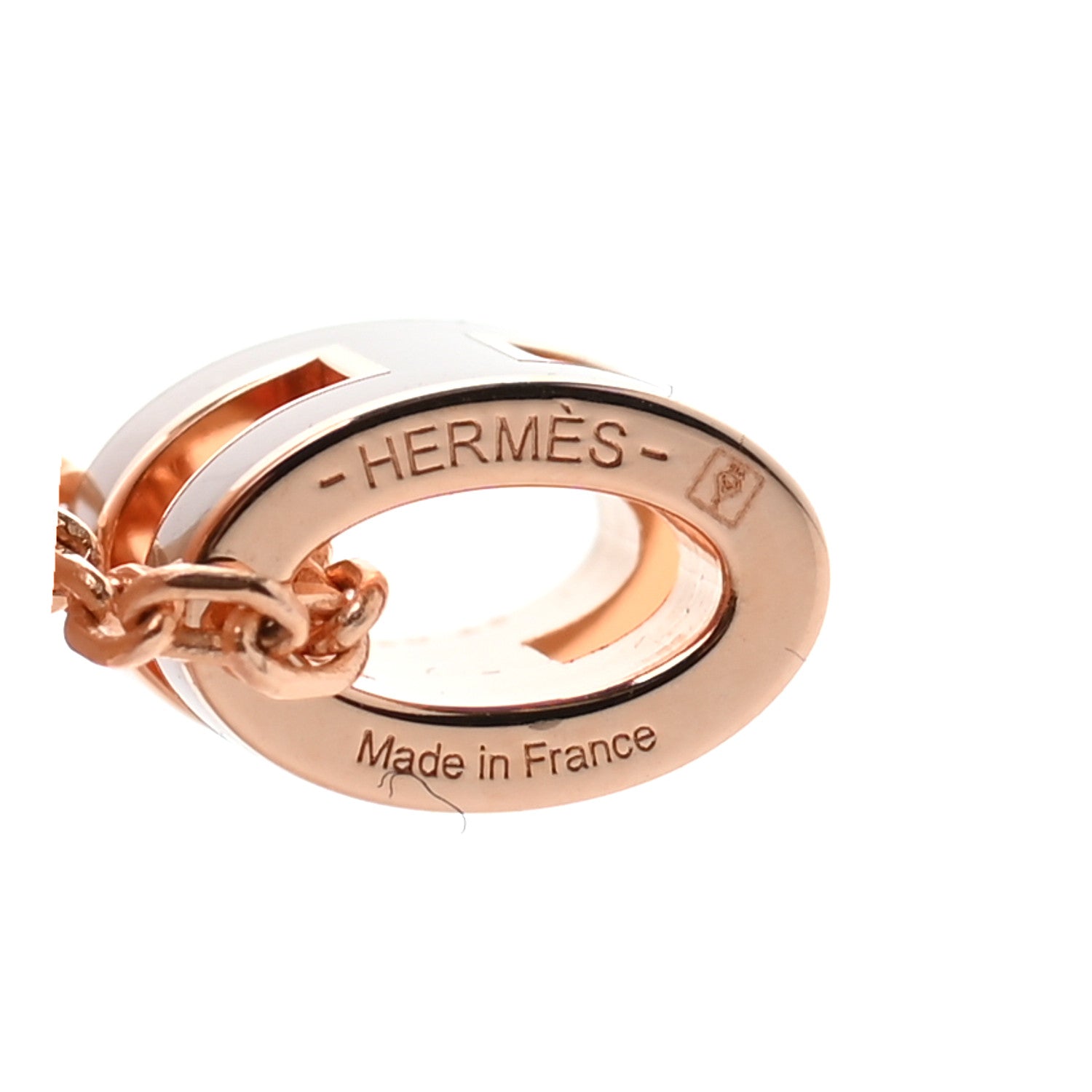 Hermes Lacquered Rose Gold Mini Pop H Pendant Necklace Marron Glace 5 of 6