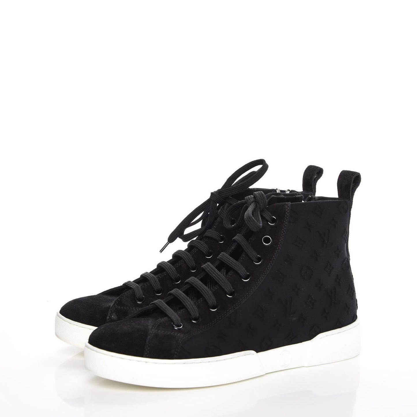 Neoprene Suede Embossed Monogram Stellar High Top Sneakers 35.5 Black