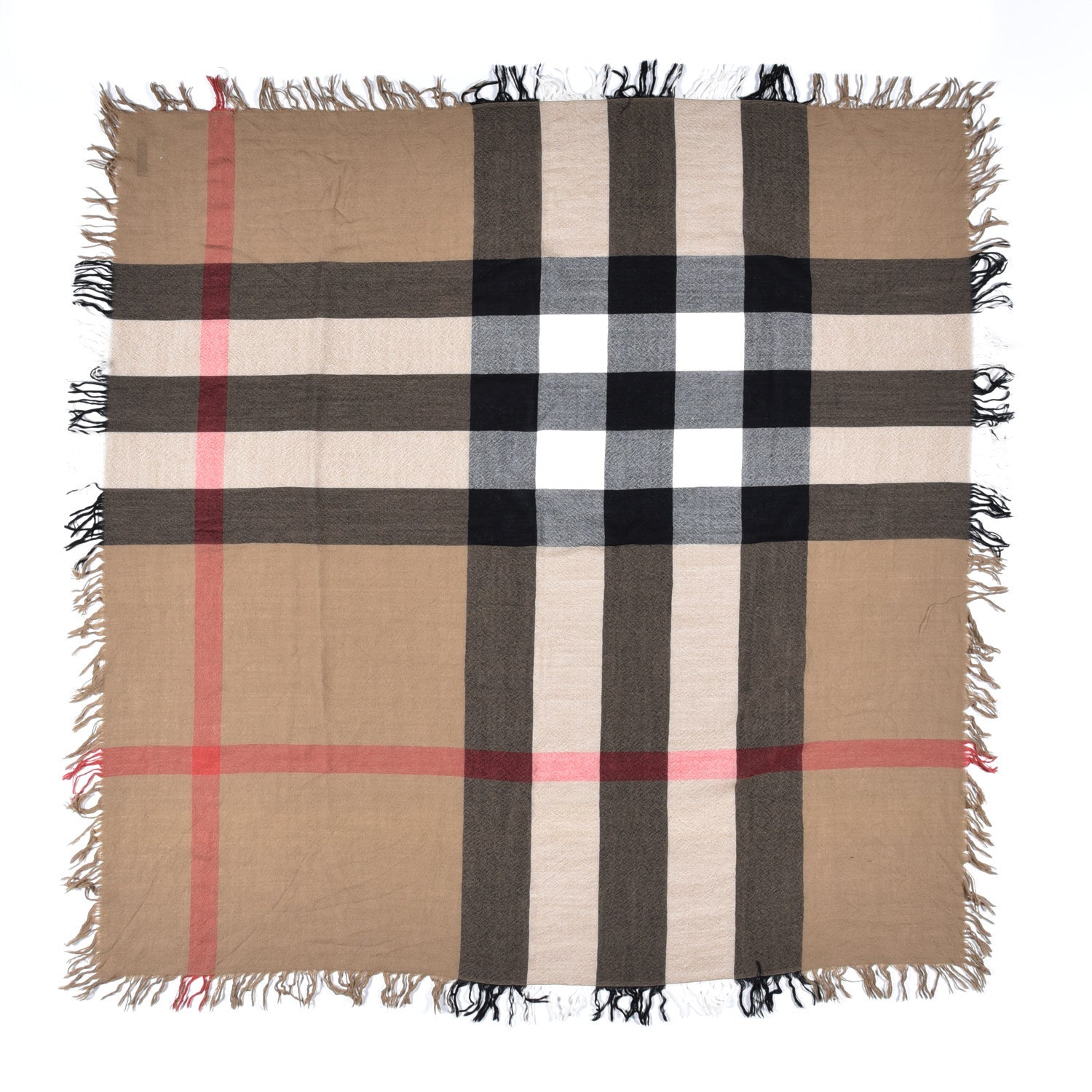 Burberry Merino Wool House Check Square Scarf Brown 1 of 2