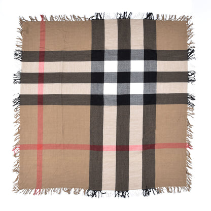 Burberry Merino Wool House Check Square Scarf Brown 1 of 2