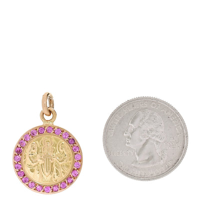 Chrome Hearts 22K Yellow Gold Pink Sapphire Angel Dagger Charm Pendant 2 of 3