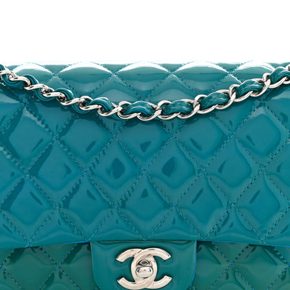 Chanel Patent Calfskin Quilted Medium Double Flap Turquoise 8 of 10