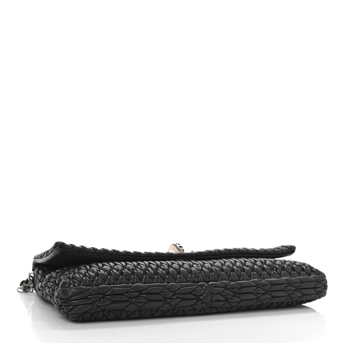 Nappa Matelasse Crystal Flap Clutch Black