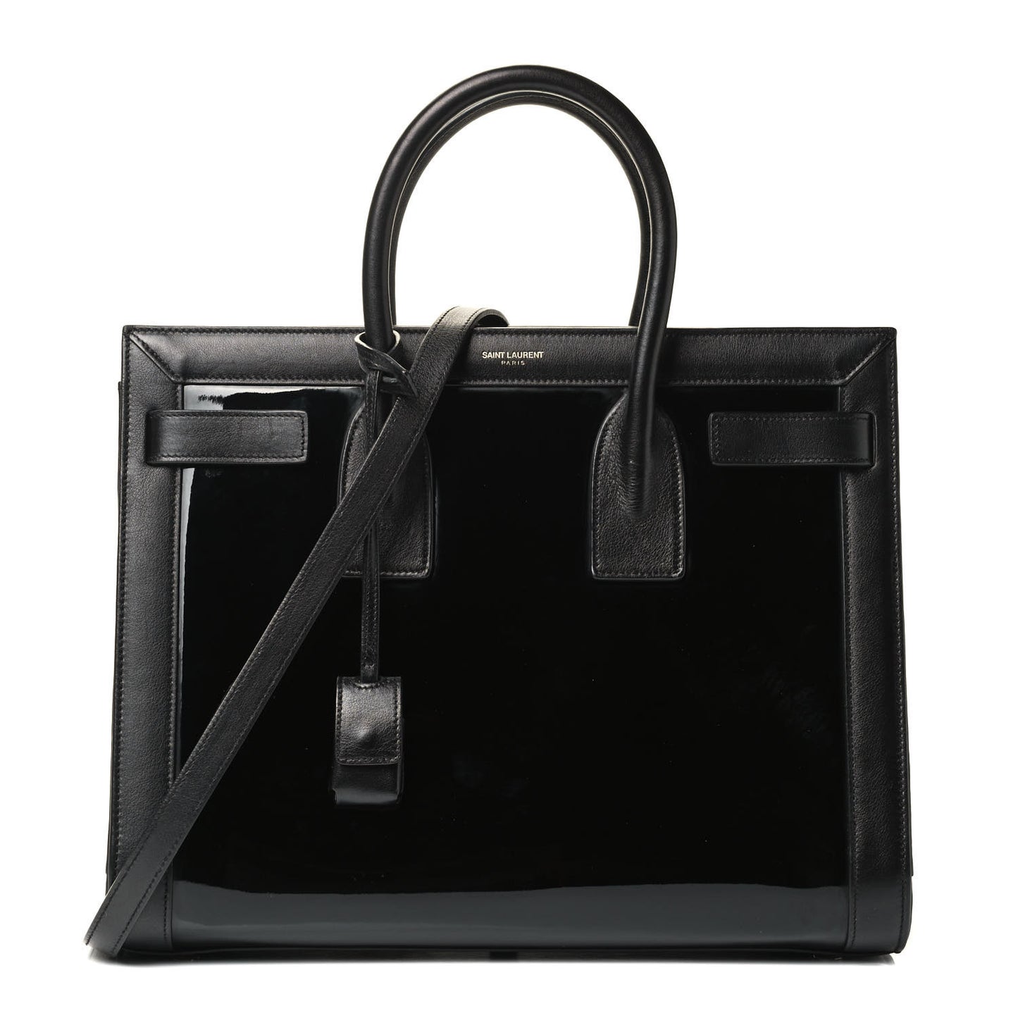 Patent Calfskin Small Sac de Jour Black