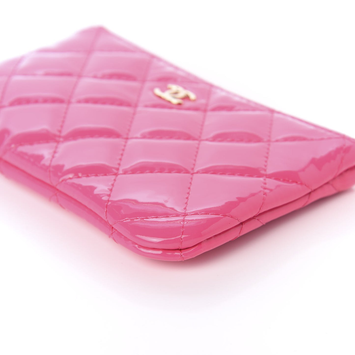 Patent Quilted Small Cosmetic Case Pink