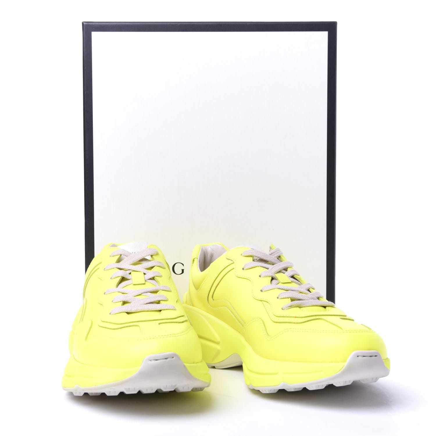 Gucci Calfskin Mens Rhyton Sneakers 8.5 Yellow Fluo 10 of 10