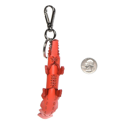 Fendi Calfskin Crystal Crocodile Bag Charm Key Ring Papavero 2 of 4