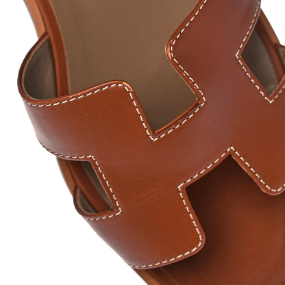 Hermes Box Calfskin Oran Sandals 38 Gold 11 of 14