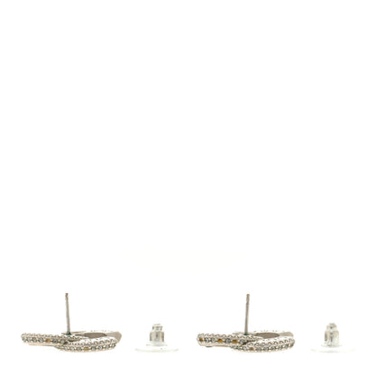 Chanel Baguette Crystal CC Earrings Silver Black 3 of 4