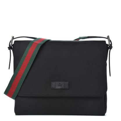 Gucci Techno Canvas Web Large Flap Messenger Bag Black 1 of 9