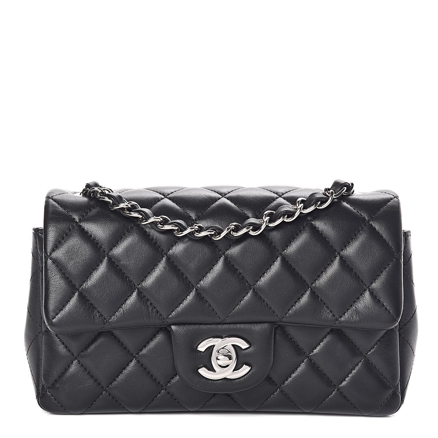 Chanel Lambskin Quilted Mini Rectangular Flap Black 1 of 12